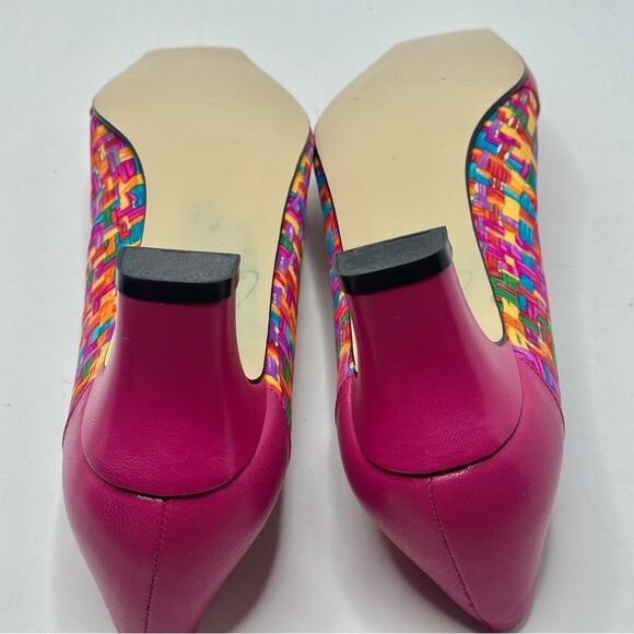 VINTAGE J. Renee Multi-Color Patterned Fabric  HOT PINK “ LIBBY” Heel Size 9 M - Picture 7 of 12